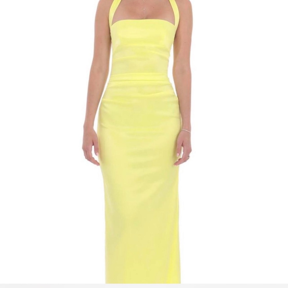 Lucy in the Sky Yellow Ruched Halter Dress